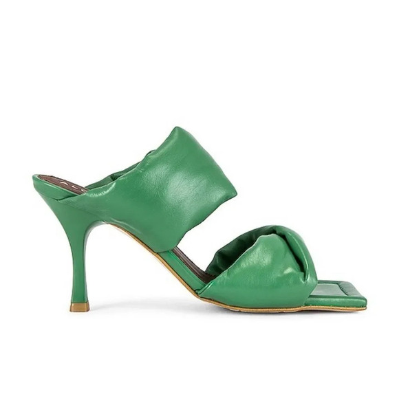 Alohas Green Puffy Strap Heels Women’s Square Toe Slide Sandals Size 7,5 - Picture 1 of 9